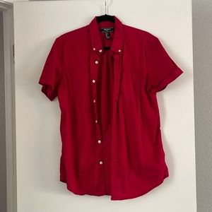 Red button down